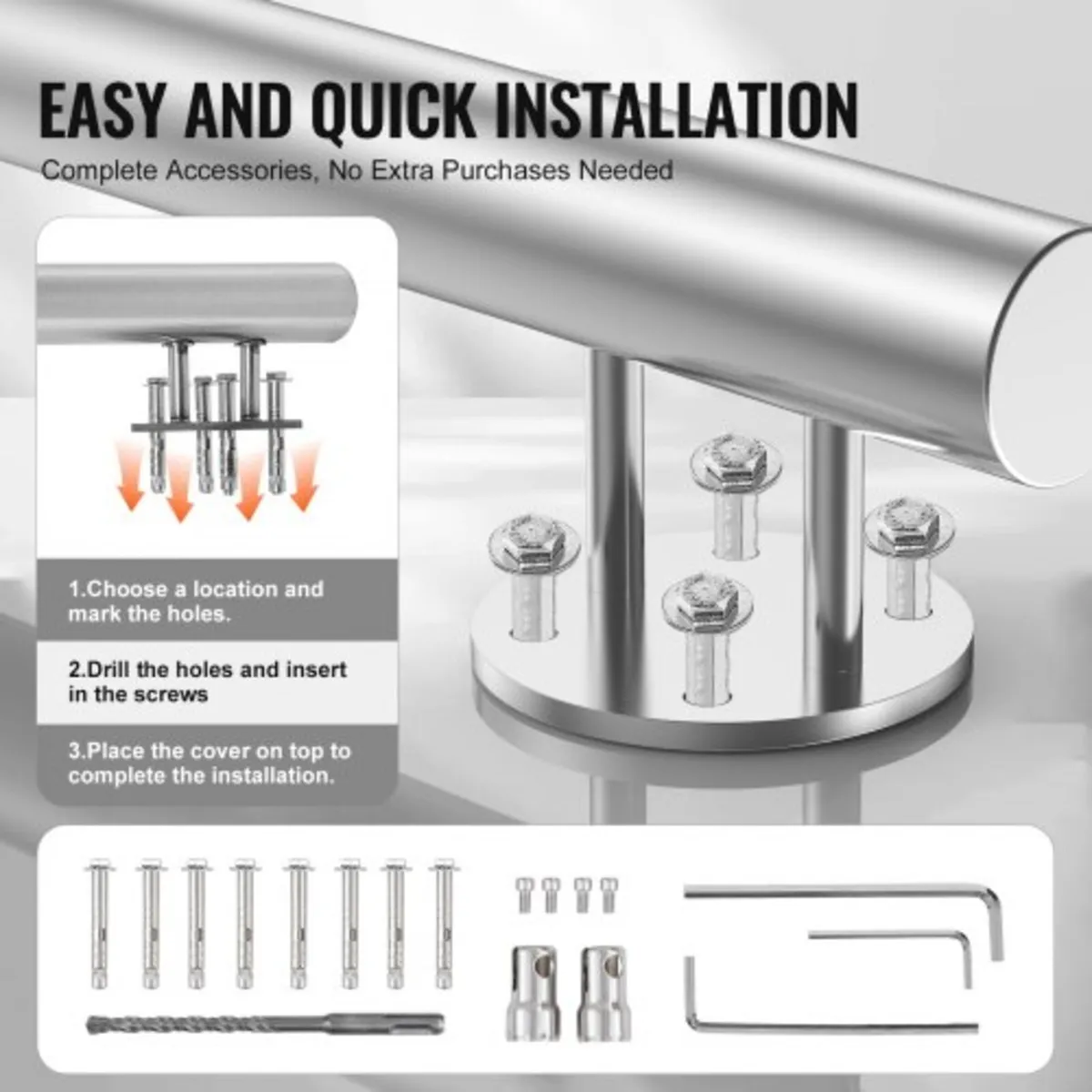 149.9 cm Handrails for Outdoor Steps Staircase for - Image 4
