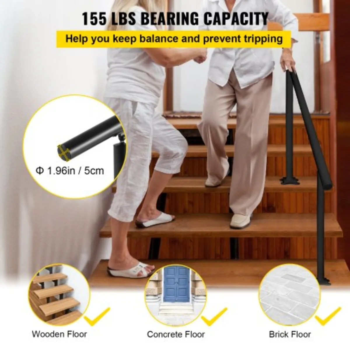Stair Railing Kit, 152.4 cm Handrails for Outdoor - Image 4