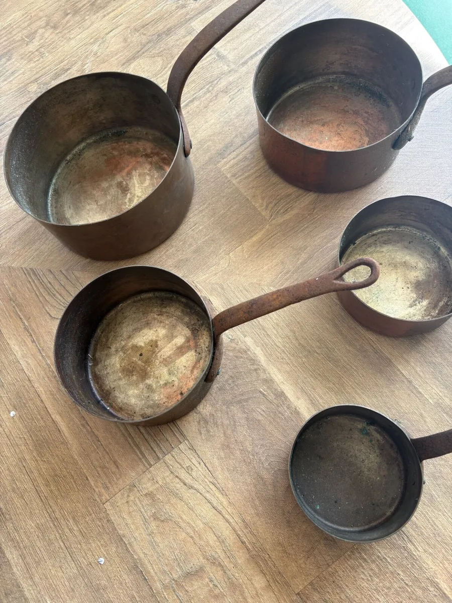 Very old copper pots - Image 4
