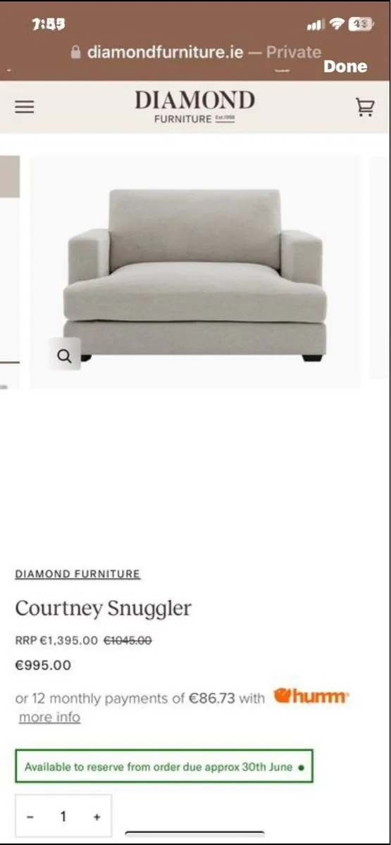 Brand New Snuggler Armchair Diamond Living - Image 1