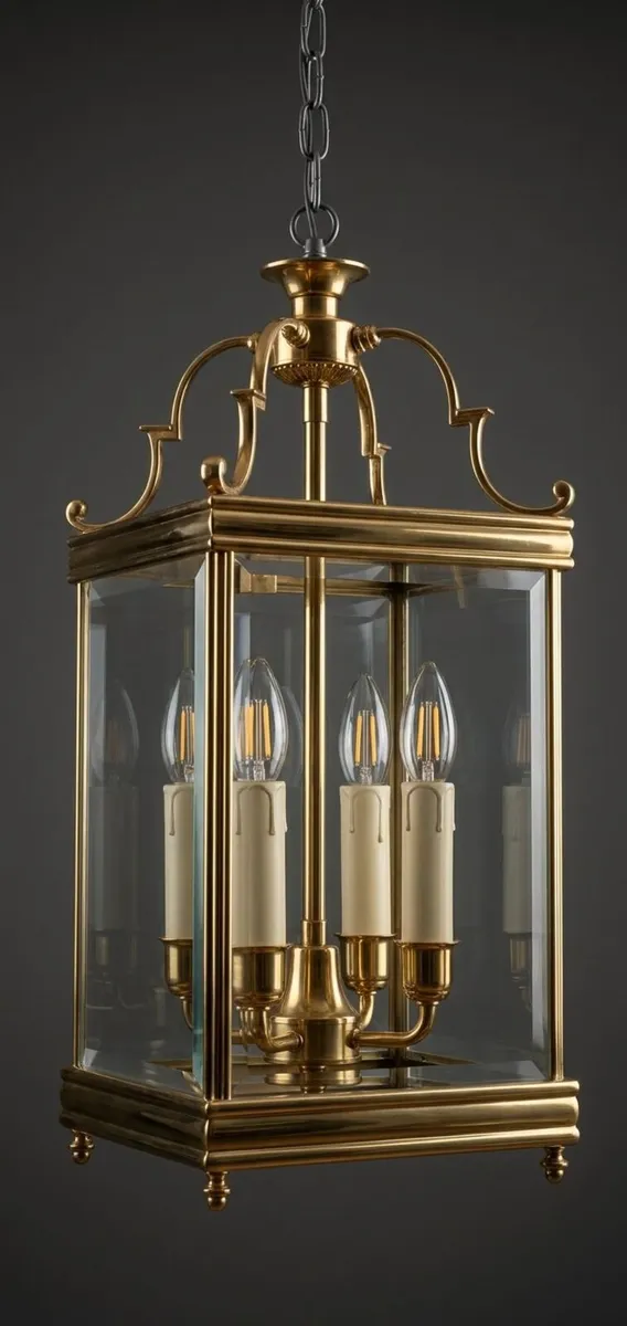 Old Brass and frosted glass lantern - Image 2