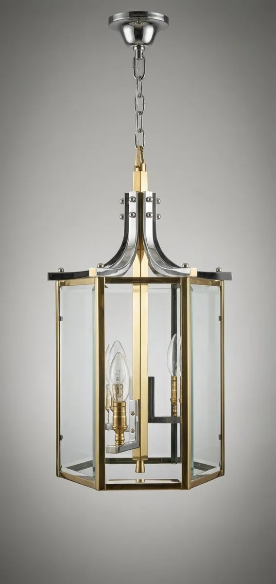 Old Brass and frosted glass lantern - Image 4