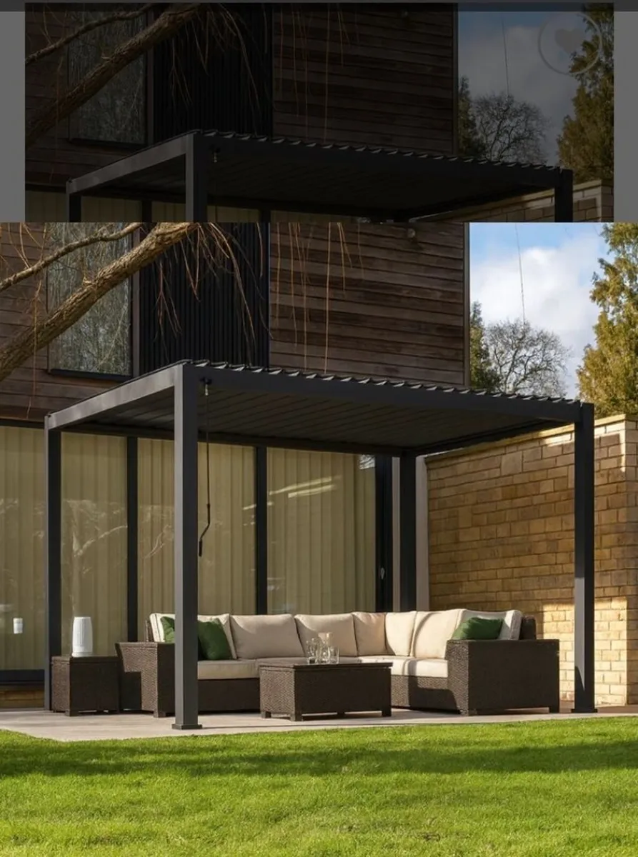 Hilton Aluminium Pergola in Graphite Grey - Image 1