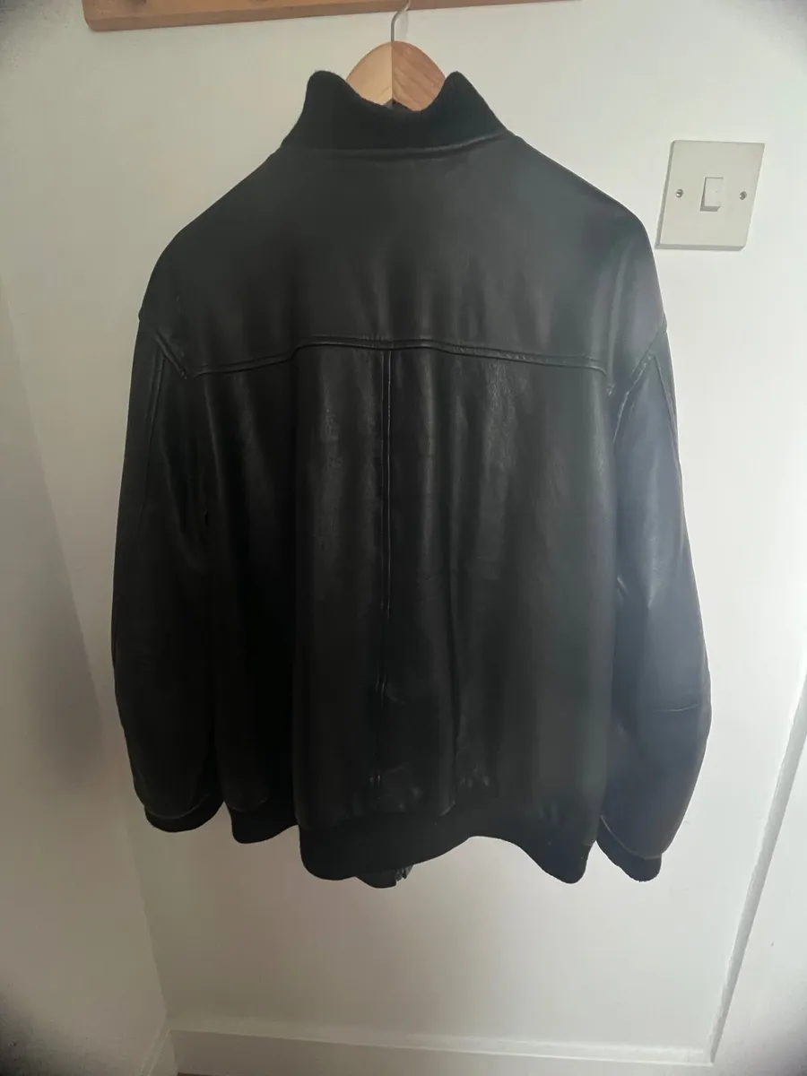 Men'sLeather Bomber Jacket - Image 2