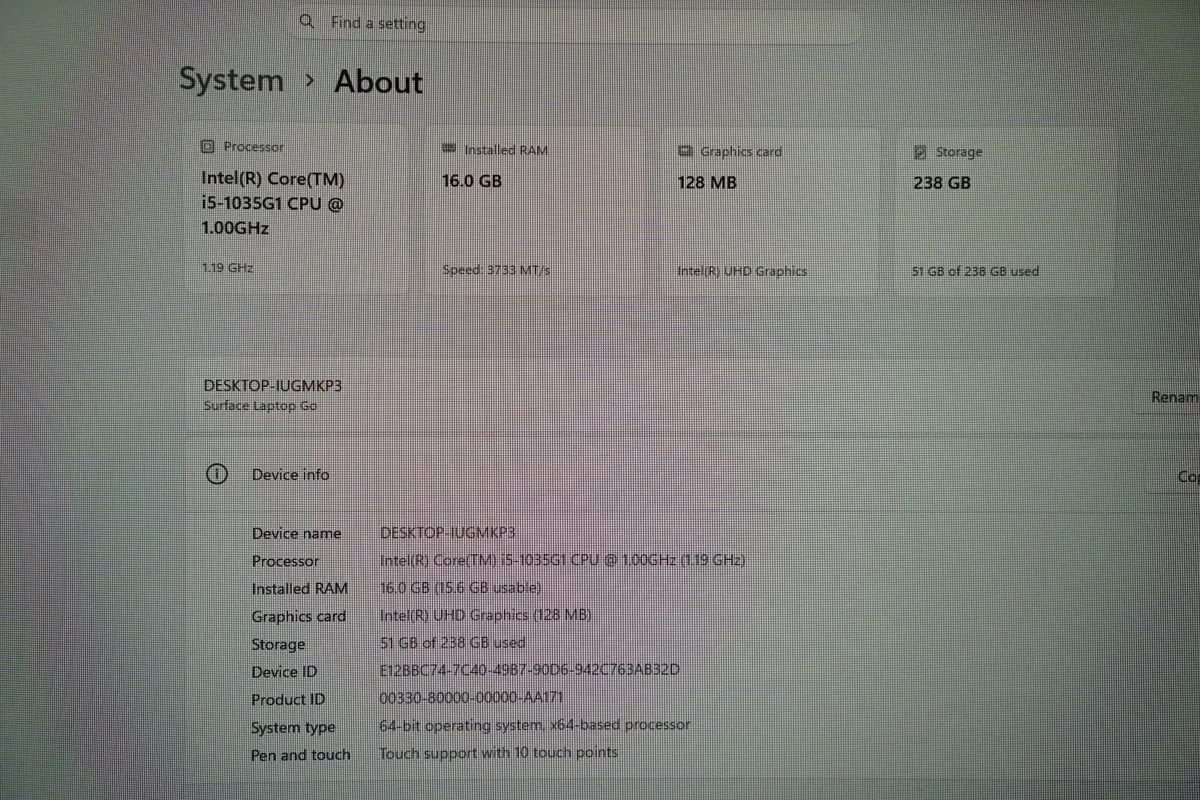 Microsoft Surface Laptop Go| i5 | 16GB RAM | 256GB - Image 2