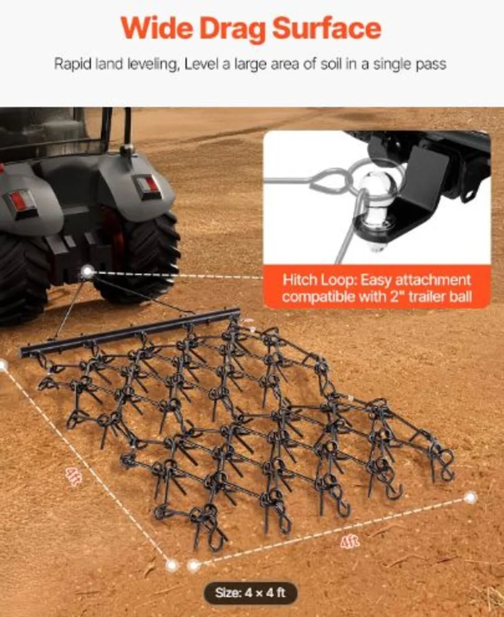 Drag Harrow, 4 x 4 ft Durable Chain Harrow - Image 3