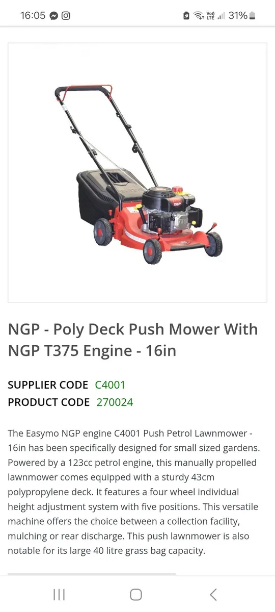NPG T375 Petrol Lawnmower