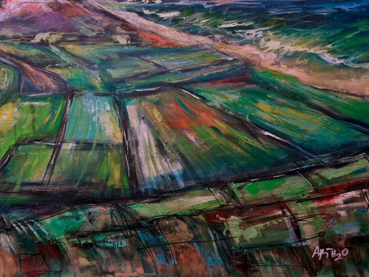 Riverside Landscape - The Mayo Green 87x65cm - Image 4