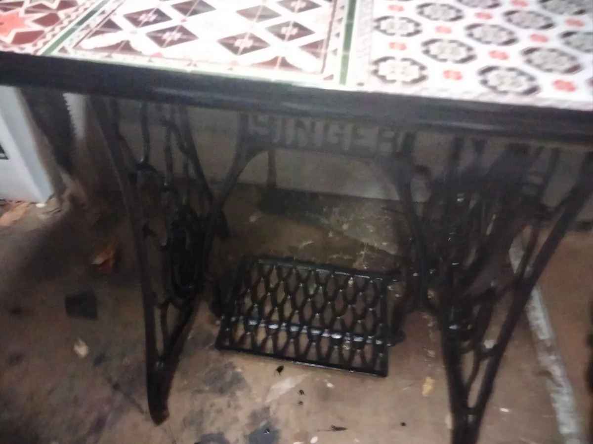 Singer Machine Base Patio Garden Table - Image 2