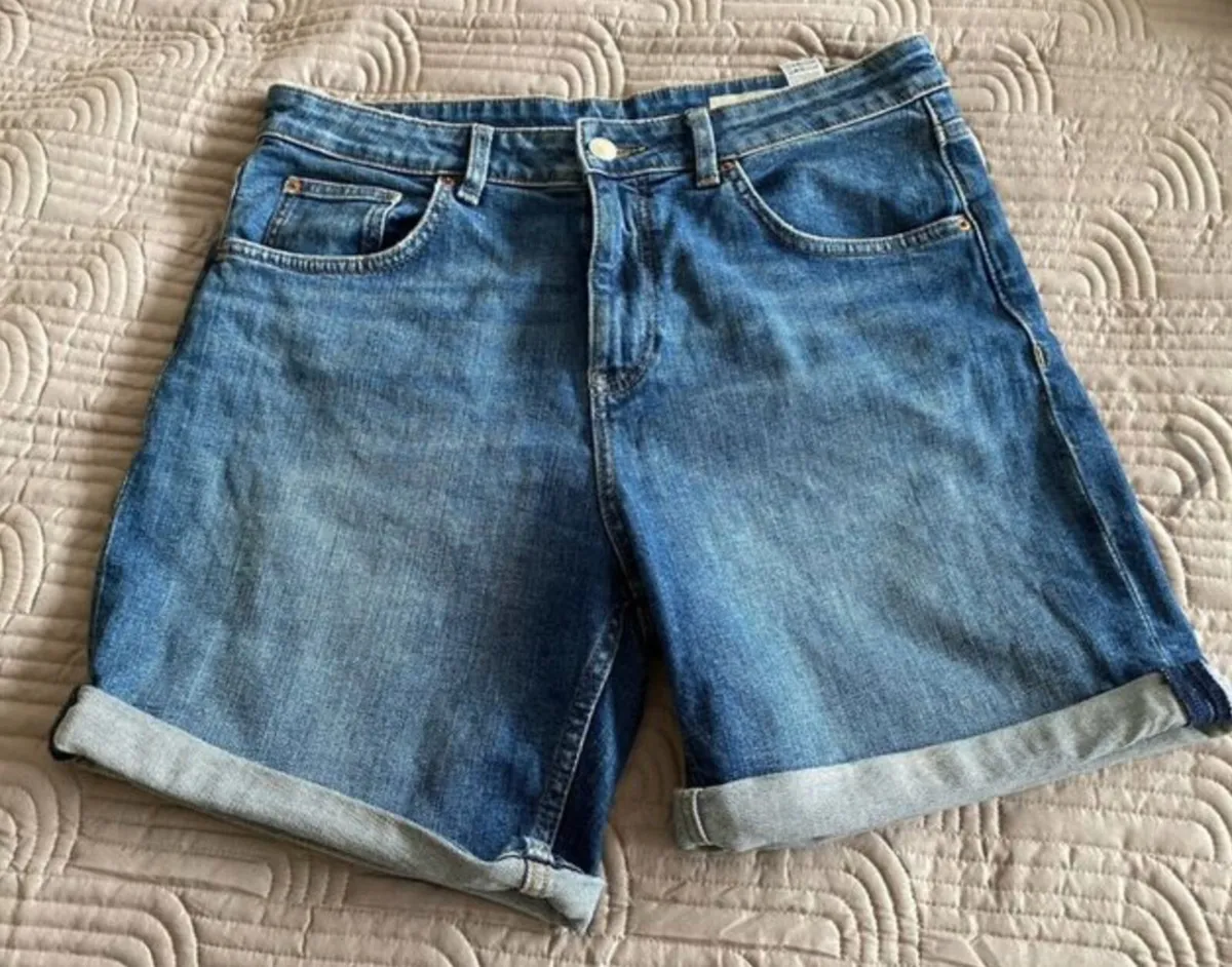 Boyfriend Denim Shorts, Marks & Spencer's, Size 12 - Image 1