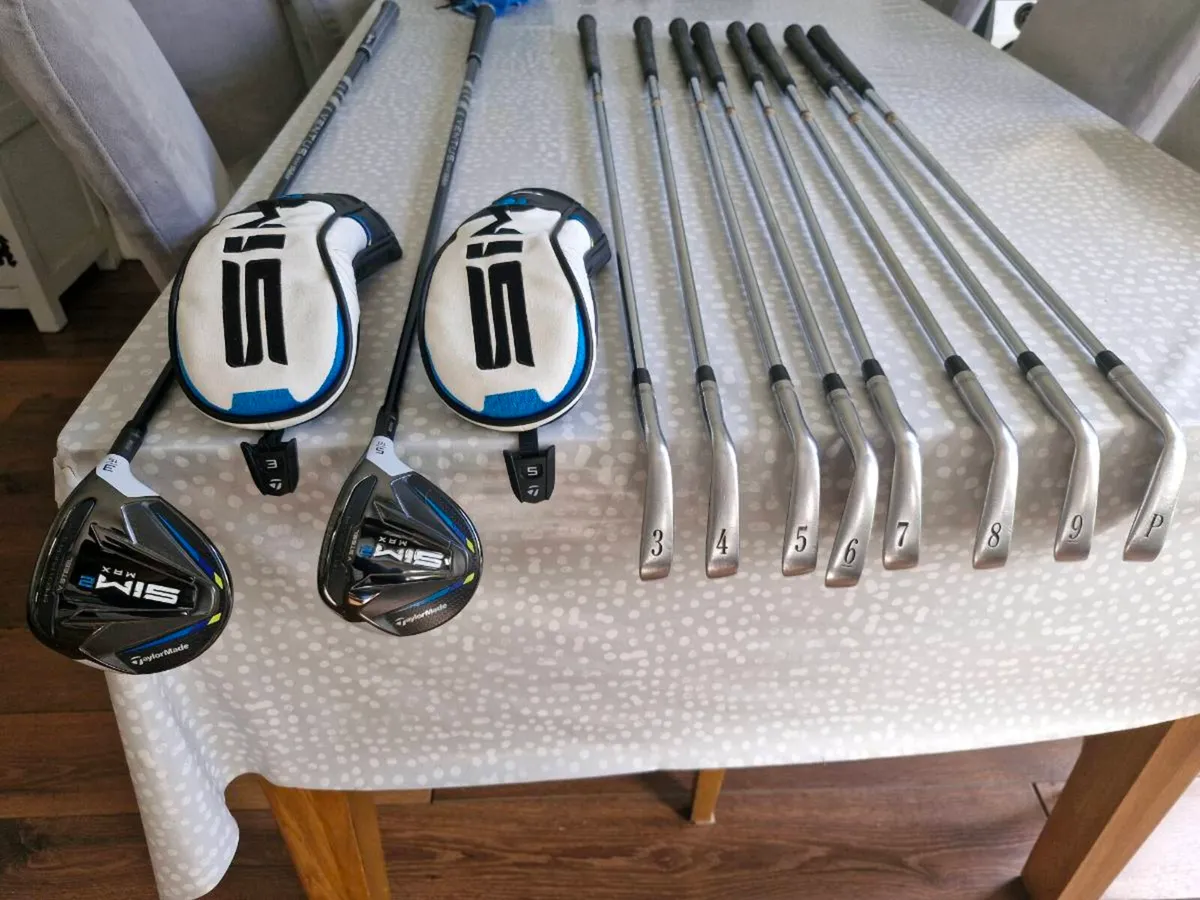 Golf Clubs Sim 2 Max 3 & 5 Wood. Titleist Irons - Image 1