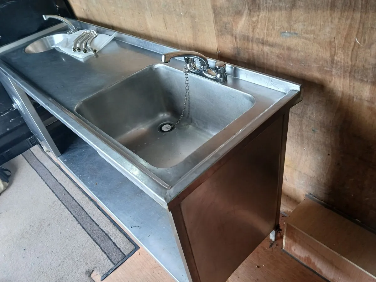 Staneless steel cabbinet double sink unit complete - Image 1