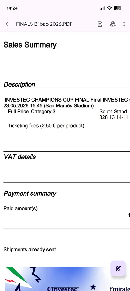 Champions cup tickets