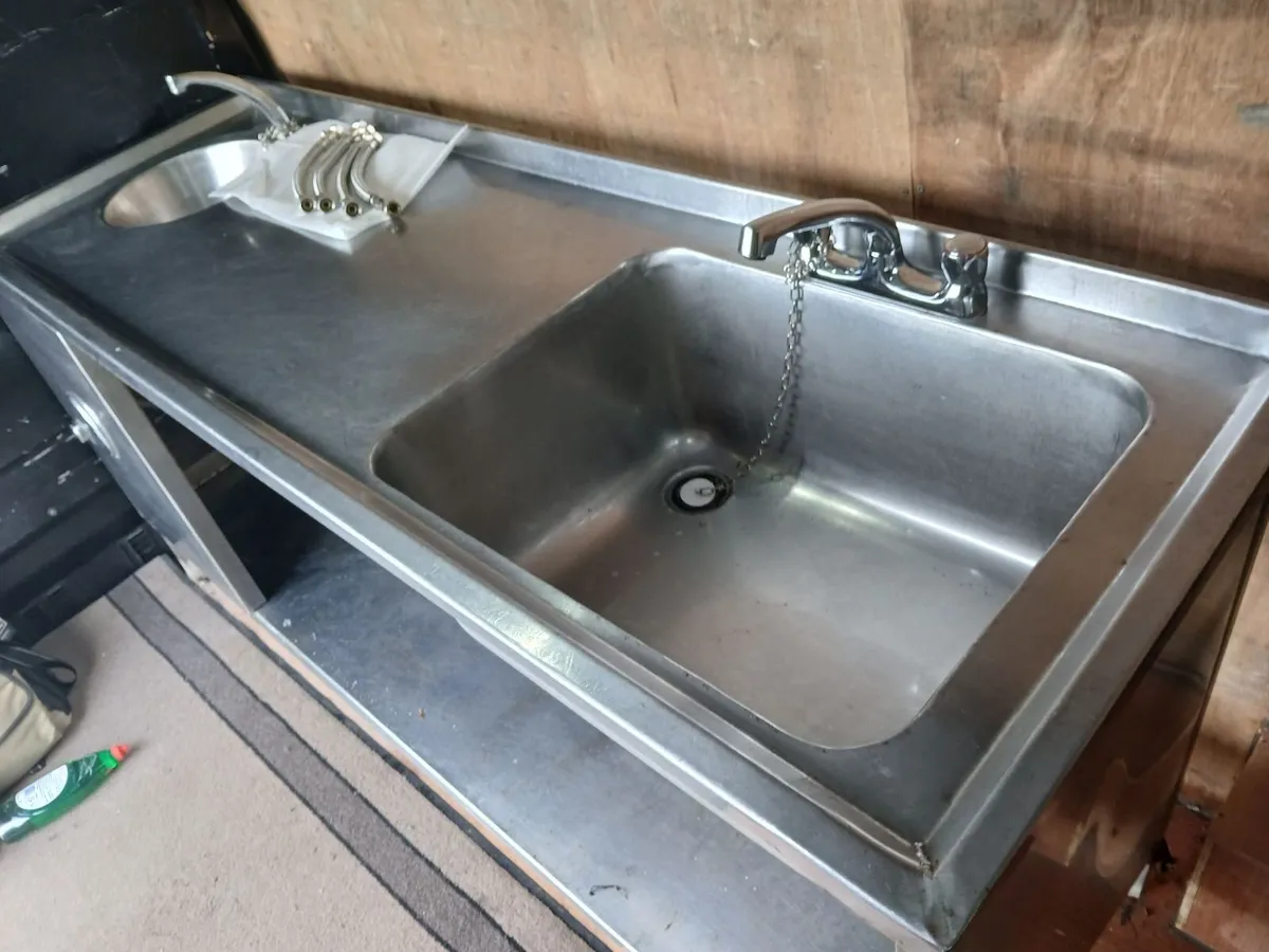 Staneless steel cabbinet double sink unit complete - Image 1