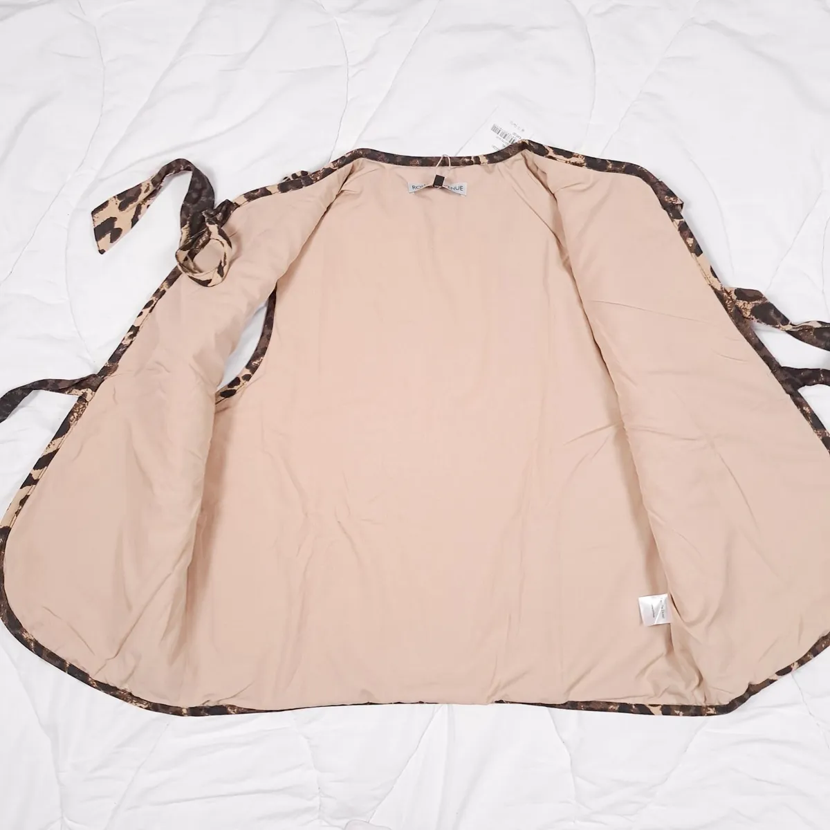 Rowen Avenue Brown Leopard Tie-Front Gilet 14UK - Image 2