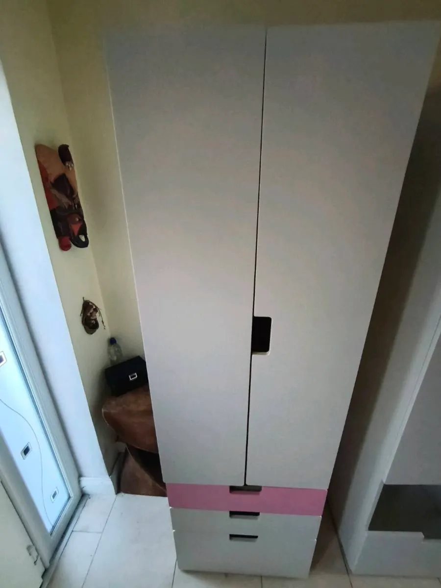 Pink & white IKEA Stuva kids wardrobe - Image 3