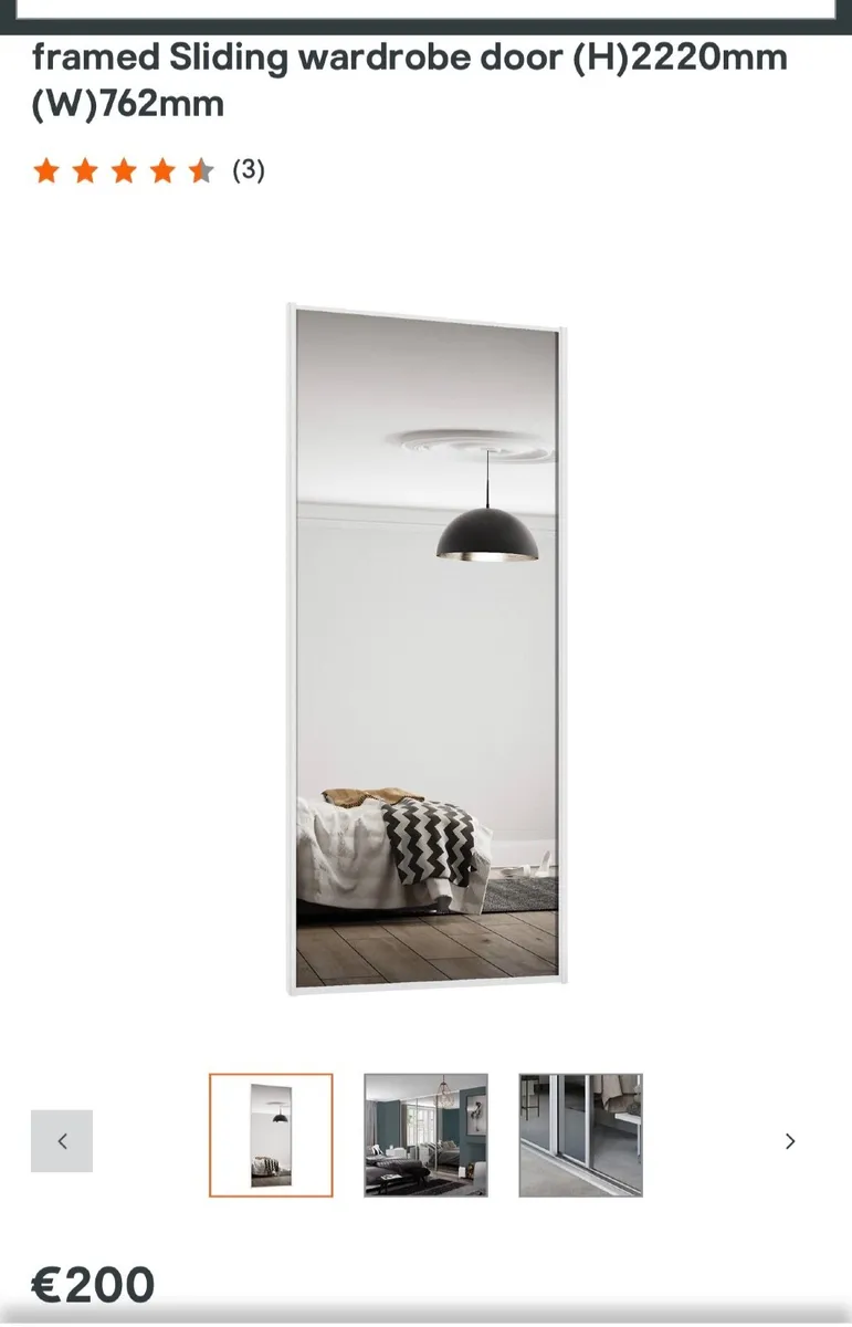 Classic 2 Panel Mirrored White framed sliding door - Image 2