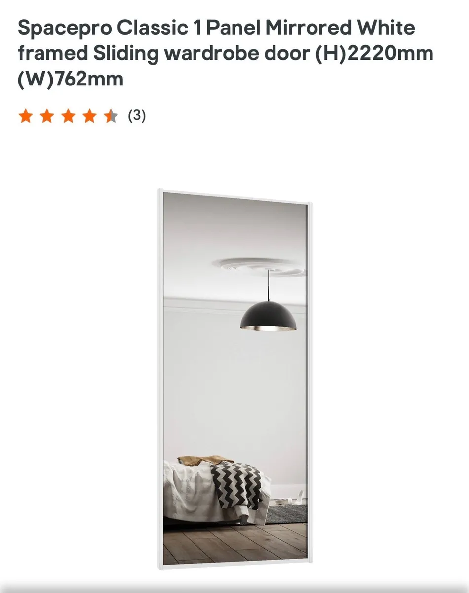 Classic 2 Panel Mirrored White framed sliding door - Image 3