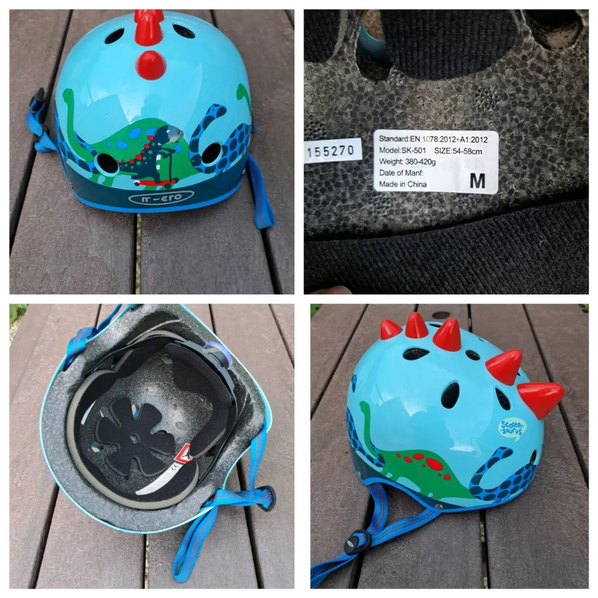 Micro Scooter Dino Printed Medium Bike Helmet - Image 3