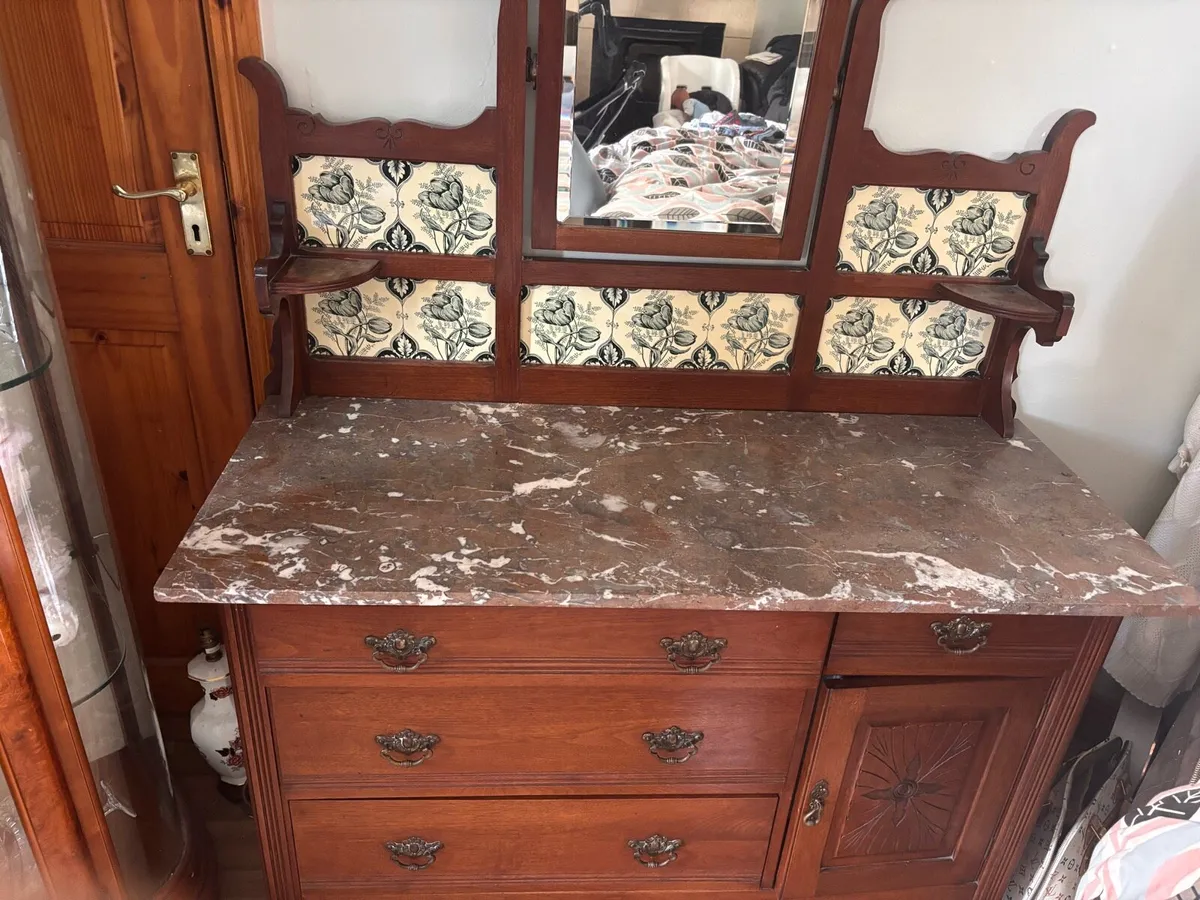 Antique Marble Cabinet with porcelain tiles - Image 1