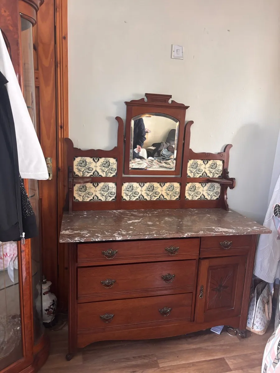 Antique Marble Cabinet with porcelain tiles - Image 2