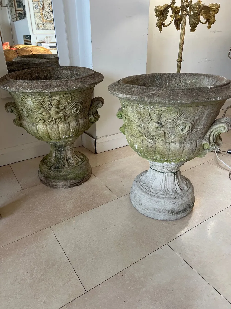 Antique and vintage pair of planters - Image 1