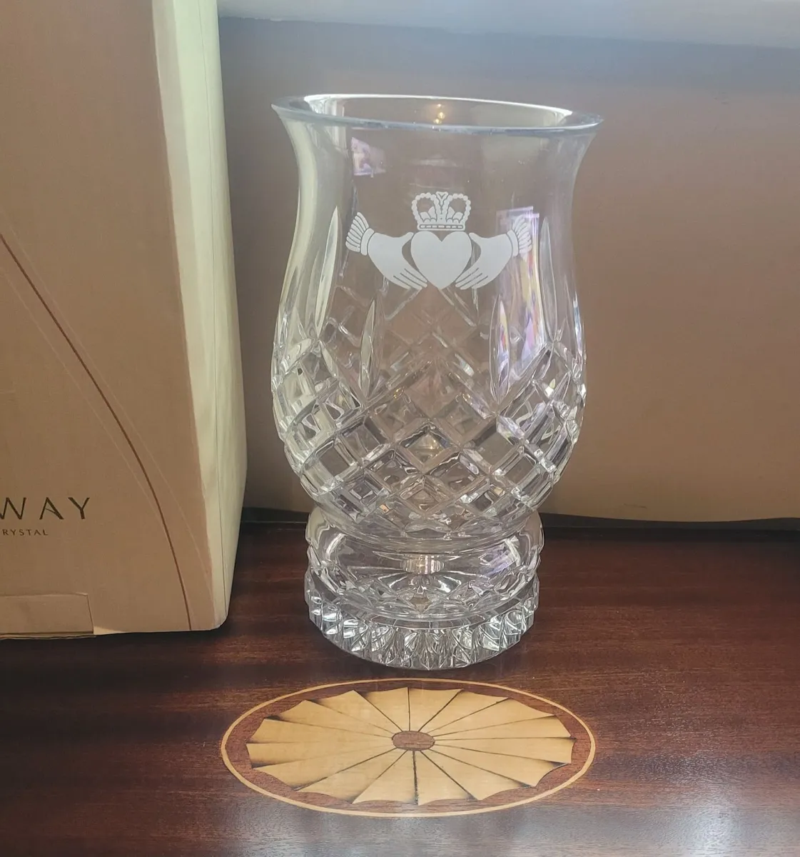 Galway Crystal Pillar Hurricane Candle Holder - Image 1