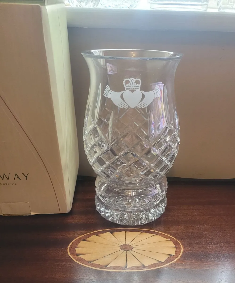 Galway Crystal Pillar Hurricane Candle Holder - Image 2