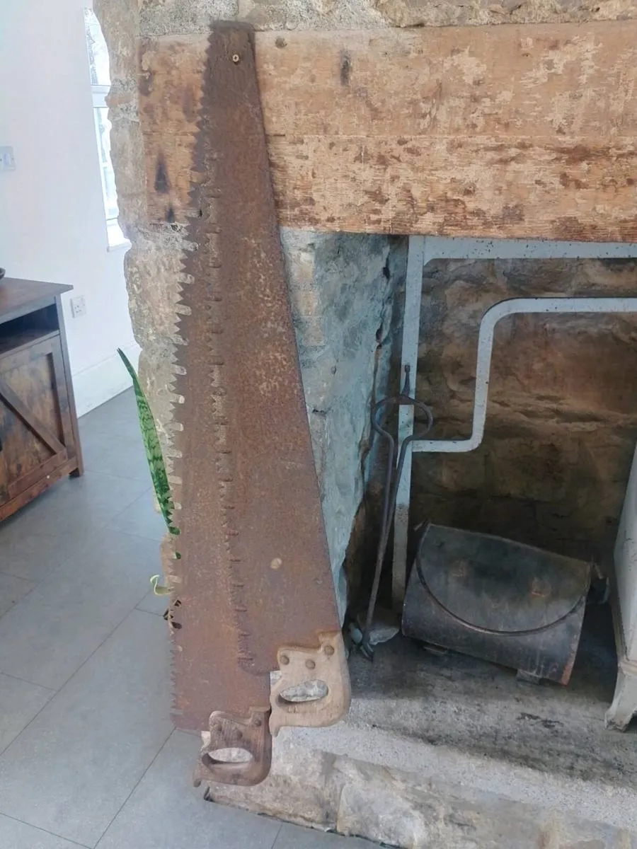 Pair antique long saw cross cut saws - Image 2