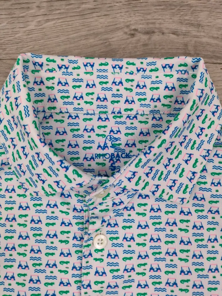 Rhoback Patterned Golf Polo Shirt Mens Small - Image 4