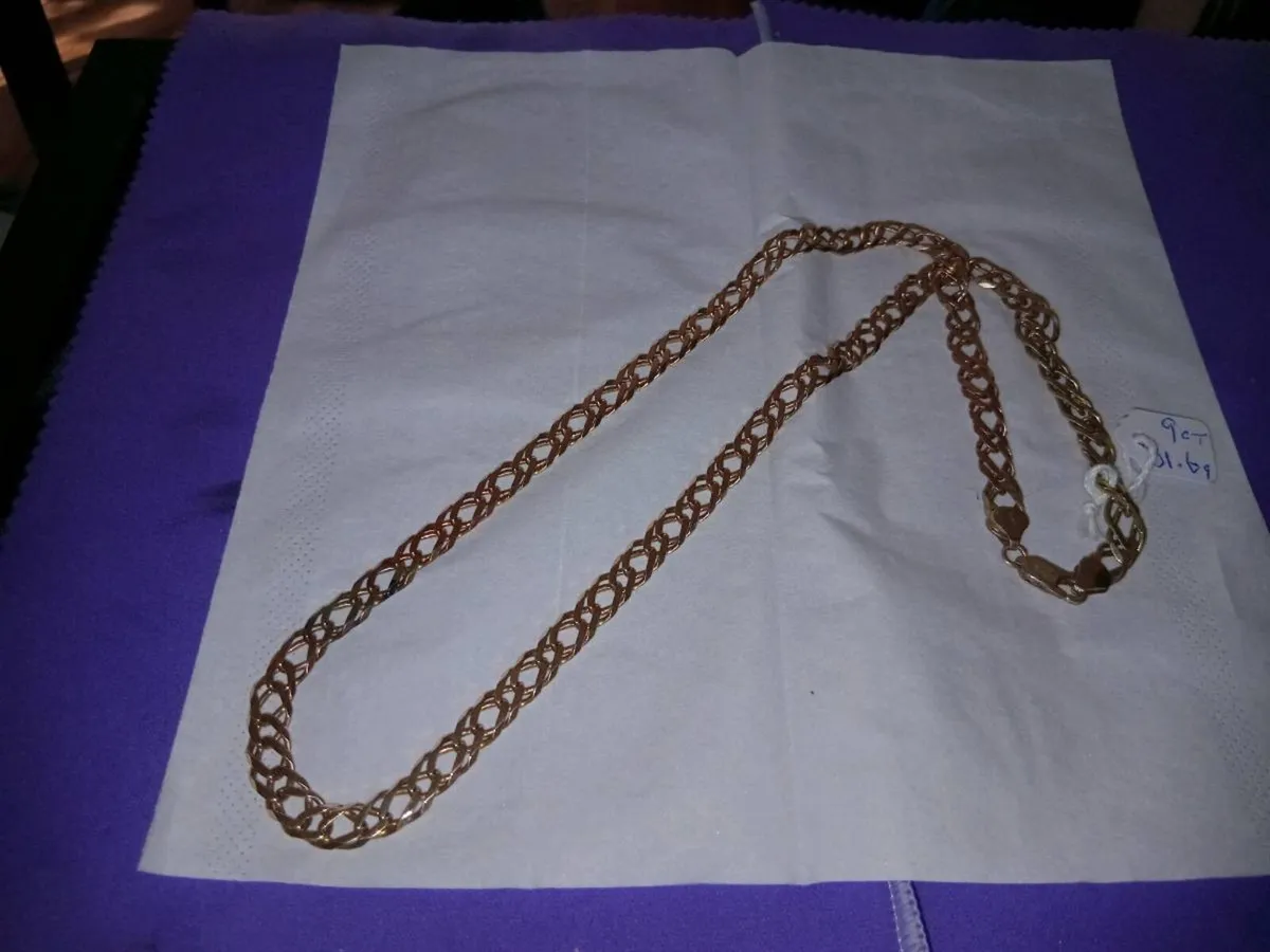 Heavy 9ct gold double link chain - Image 1
