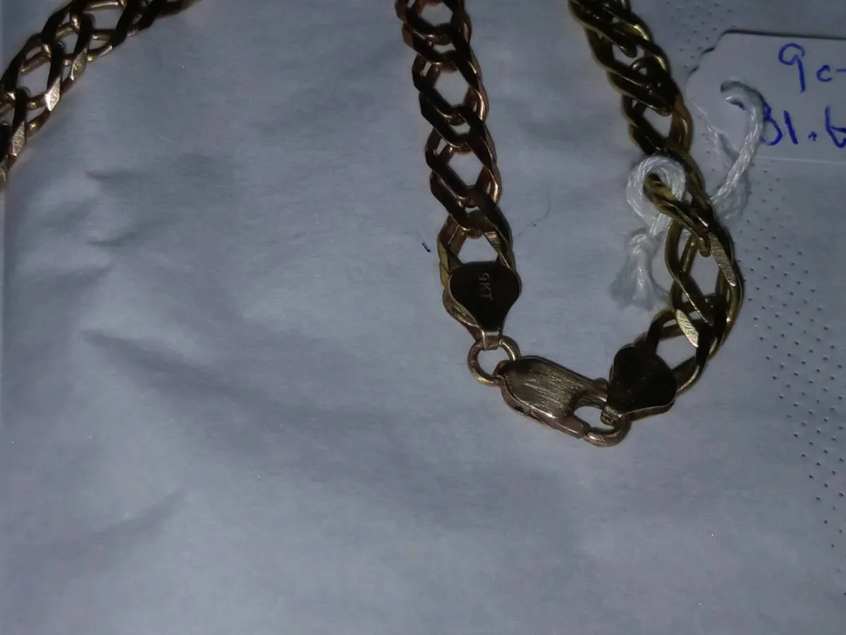 Heavy 9ct gold double link chain - Image 3