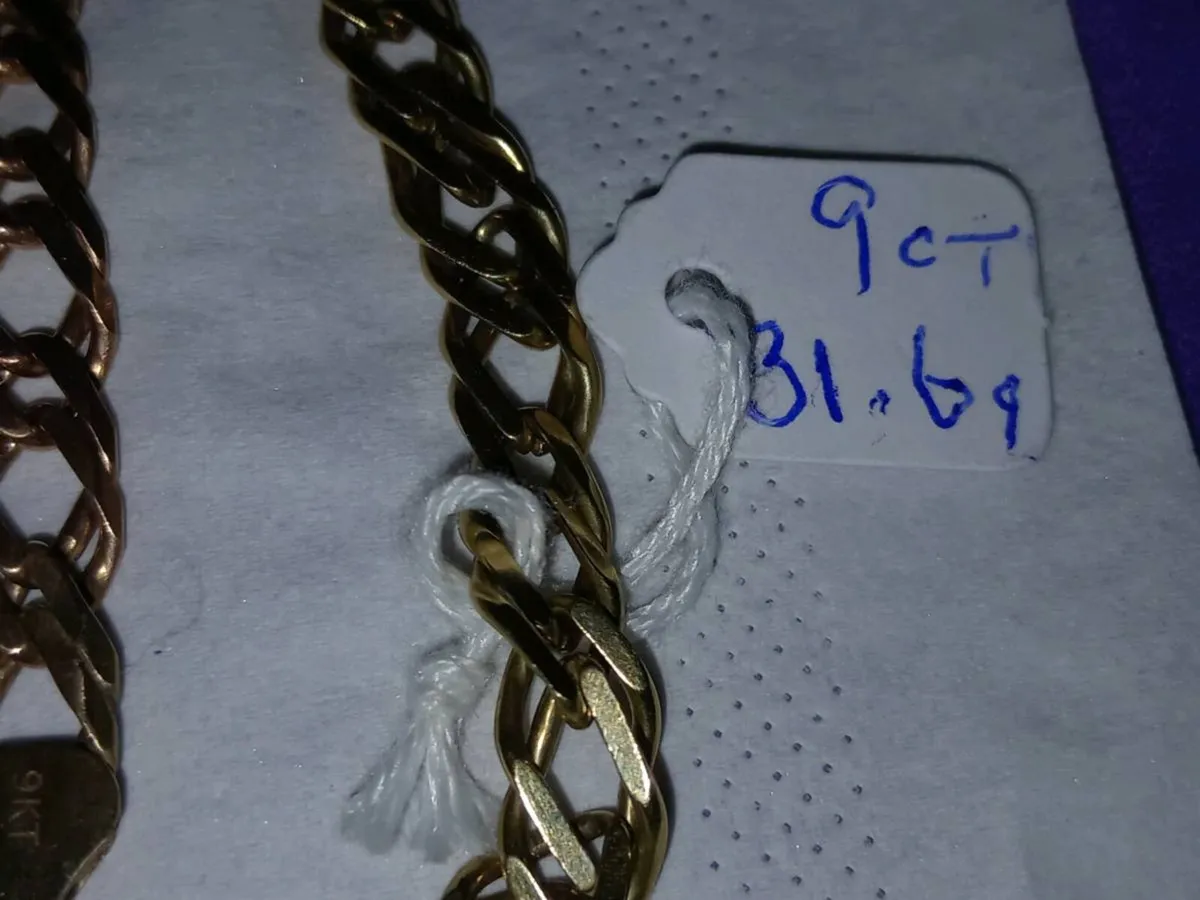 Heavy 9ct gold double link chain - Image 2