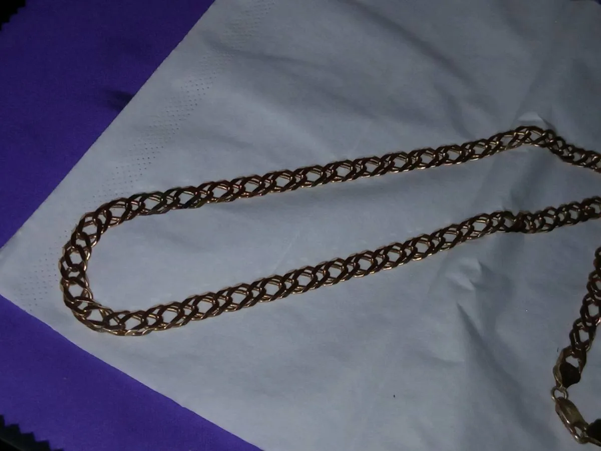 Heavy 9ct gold double link chain - Image 4