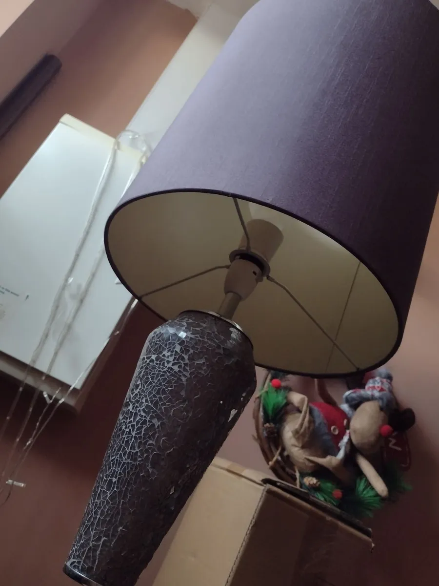 Tall heavy chrome floor lamp with shade - Image 3