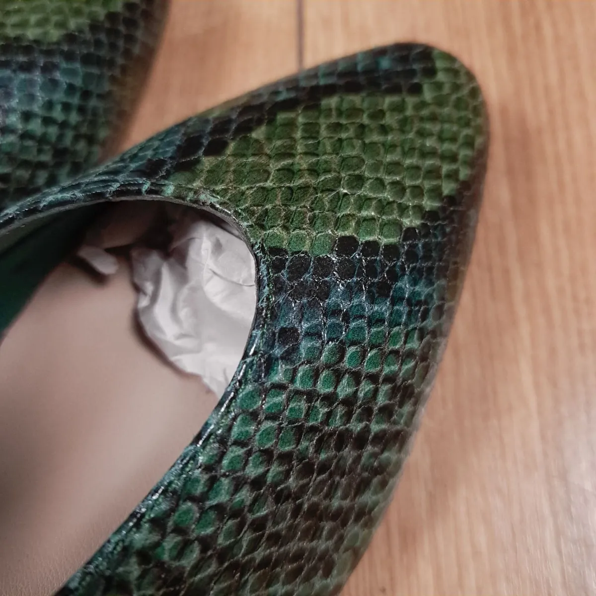 M&S Green Snake Print Block Heels 4UK/37EU - Image 3