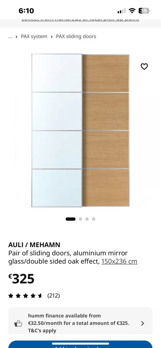 Wardrobe doors 150cm x 236cm