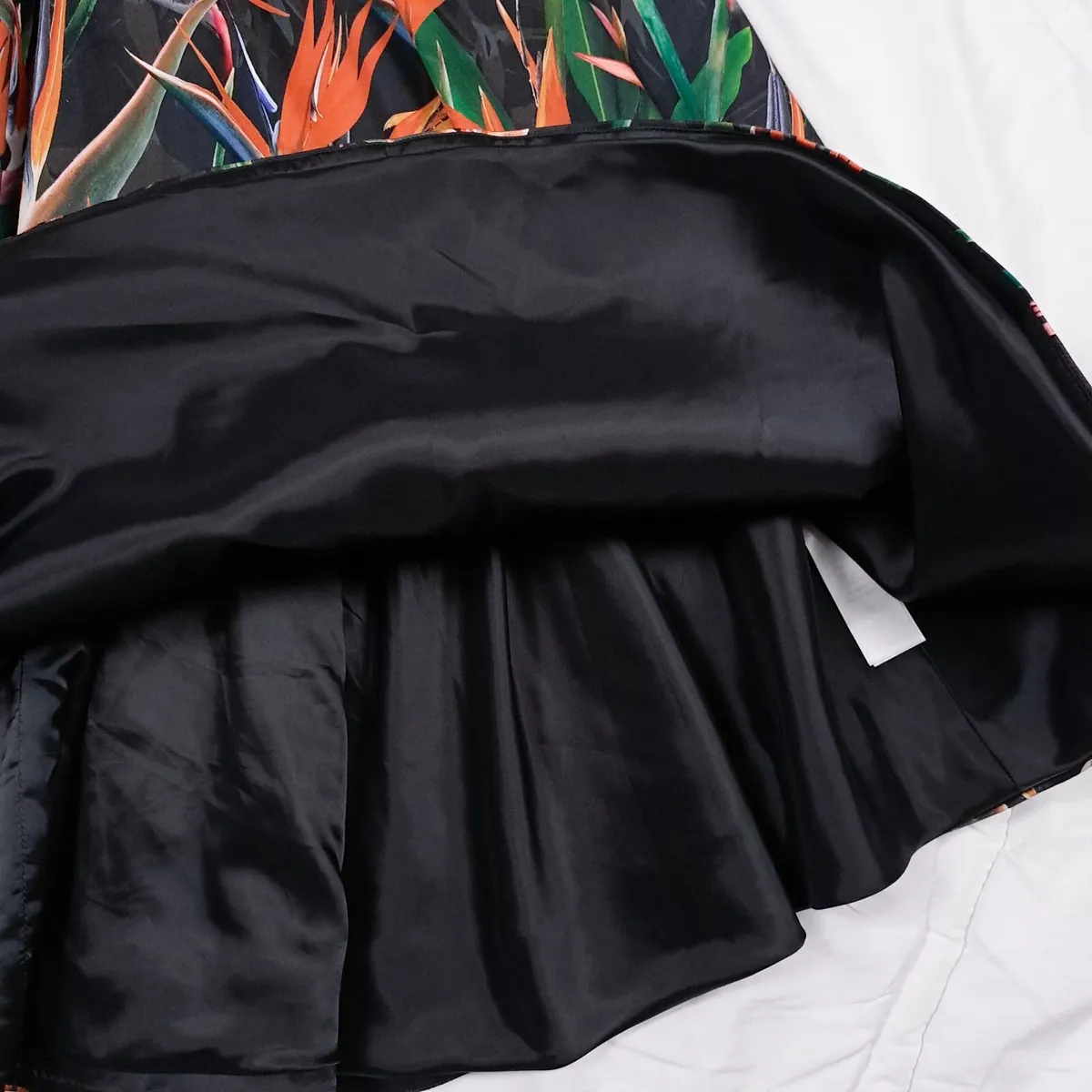 Karen Millen Black Orange Floral Flare Dress 14UK - Image 2