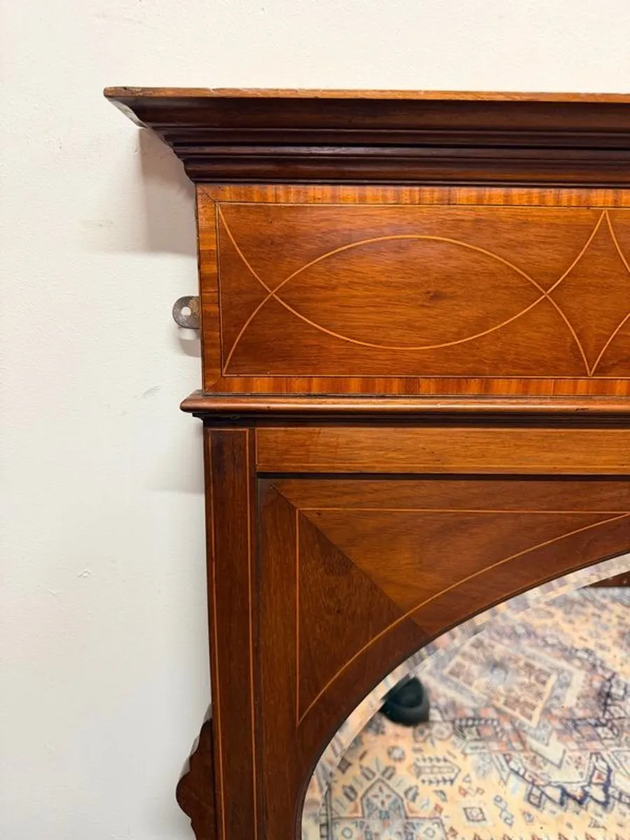 Elegant Antique Edwardian Mahogany Overmantel Mirror - Image 3