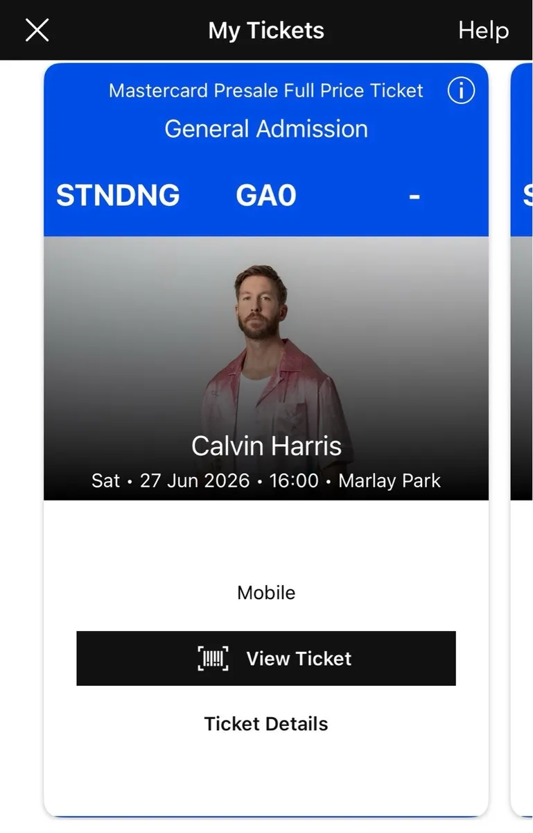 Calvin Harris Ticket - 27 June Marlay Park - Image 1