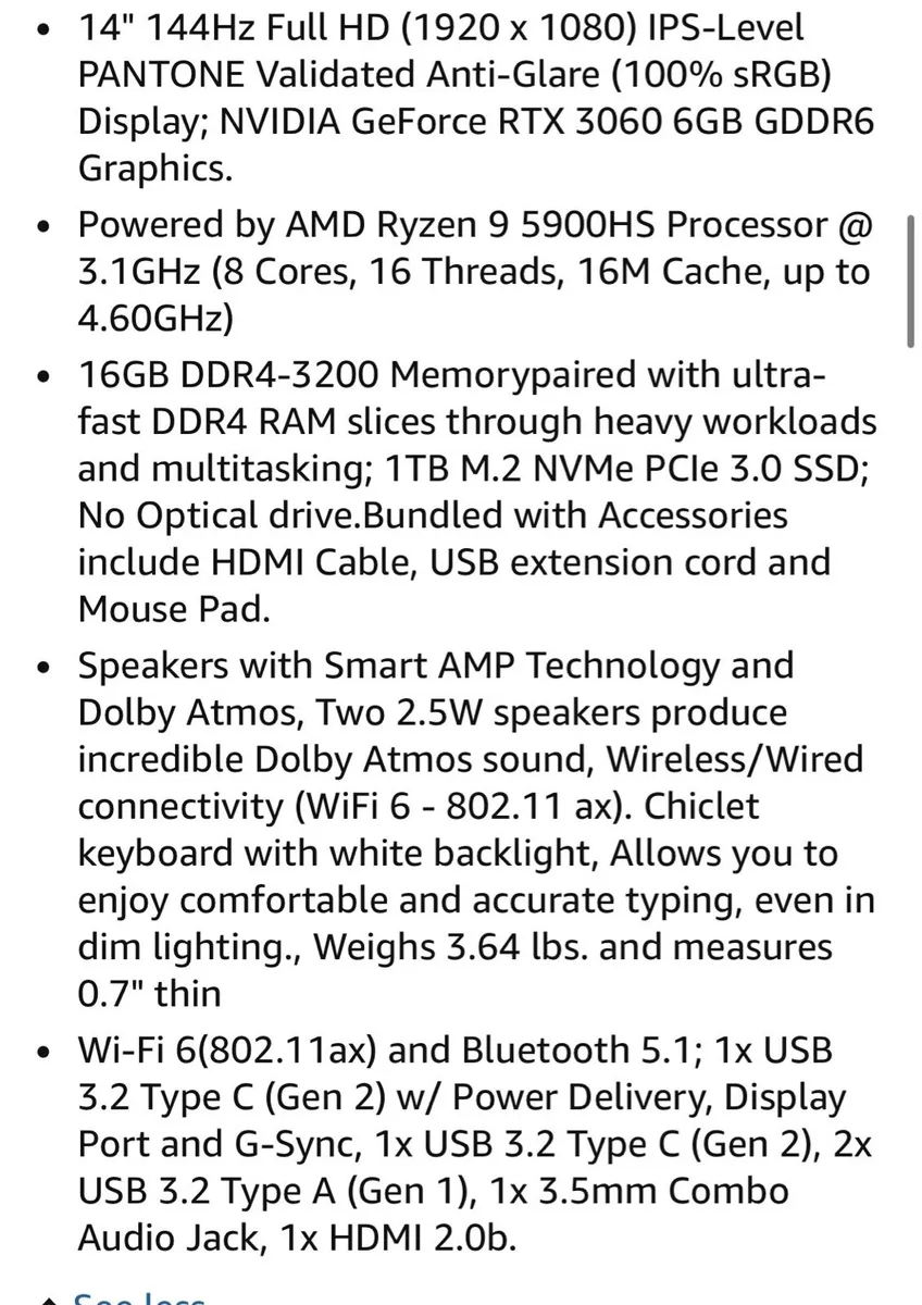 Gaming Laptop Asus Rog Zephyrus G14 Rtx 3060 144hz - Image 2