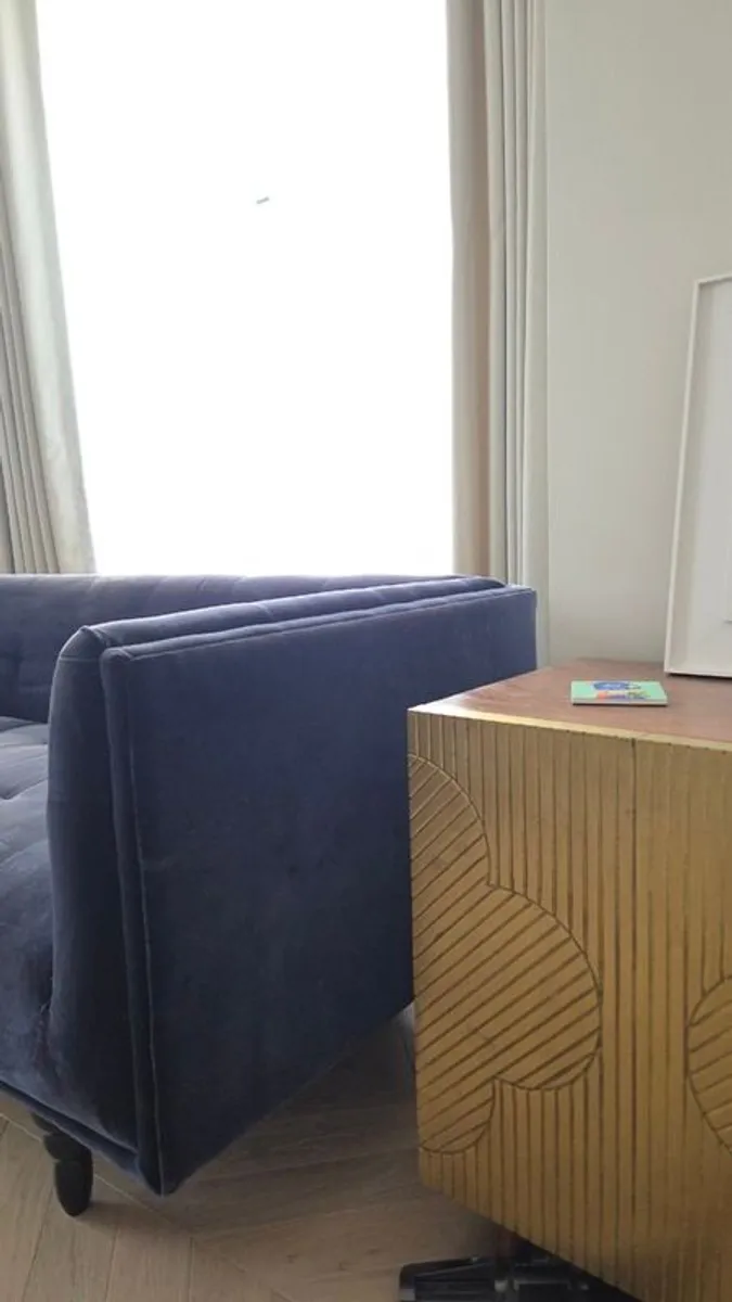 Modern Navy Velvet 3 seater Sofa - reduced to sell! - Image 2