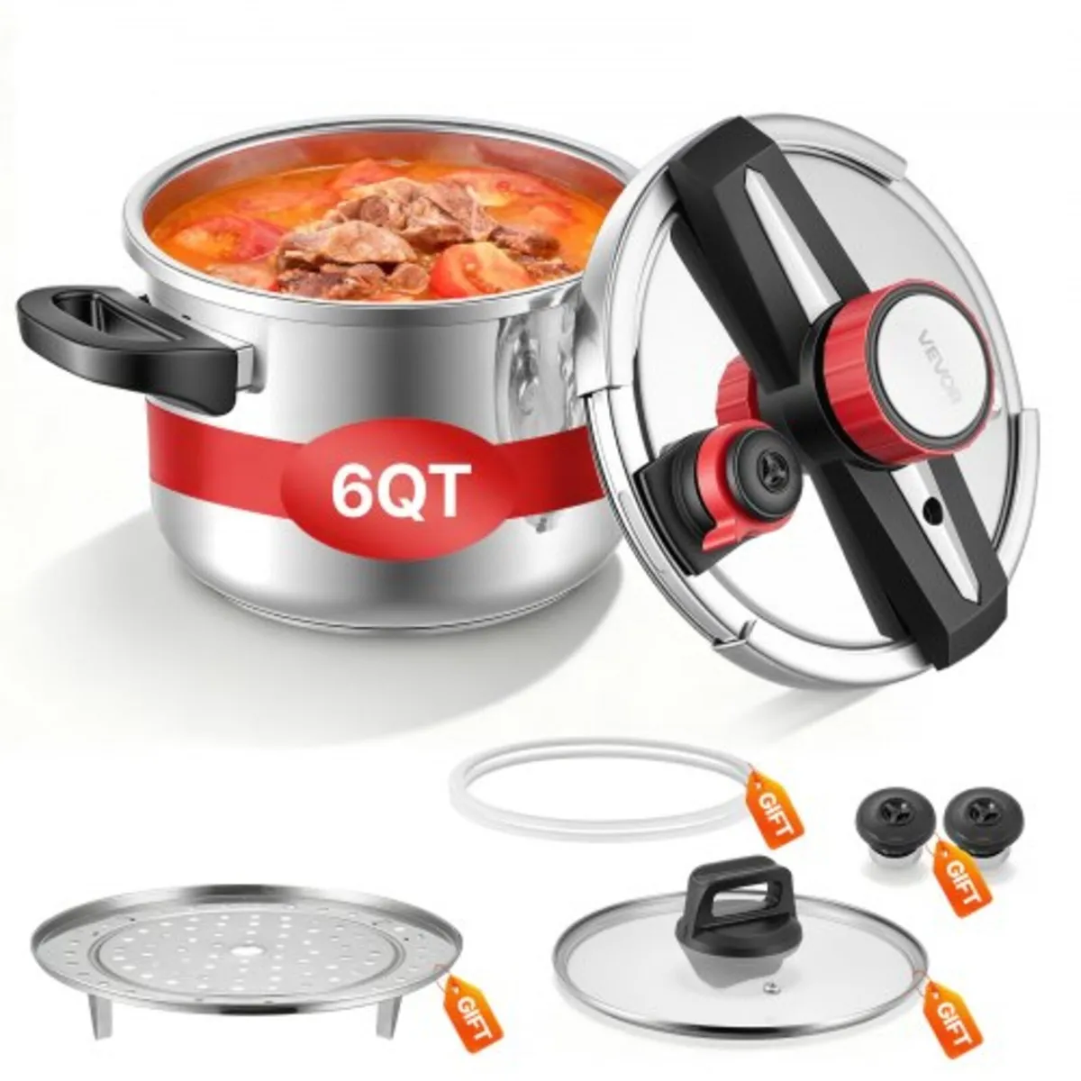 6L Pressure Cooker Stainless Steel, Pressures Cann - Image 1