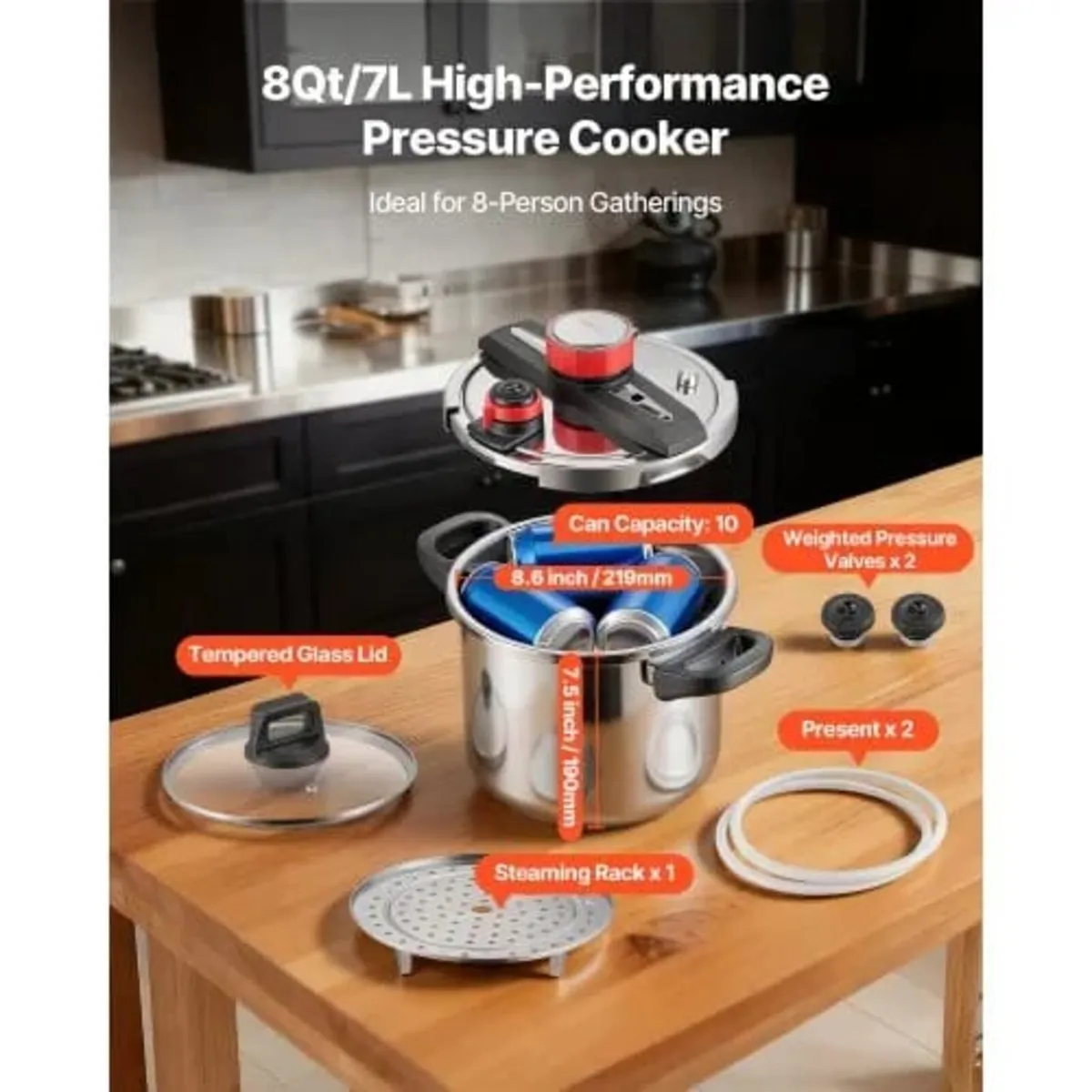 Pressure Cooker, 7L Pressure Cooker Stainless Stee - Image 3
