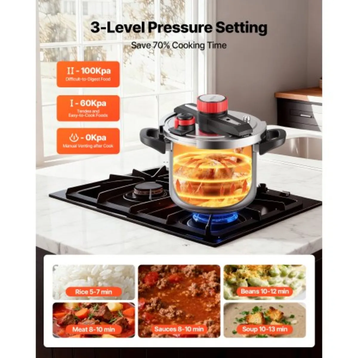 Pressure Cooker, 7L Pressure Cooker Stainless Stee - Image 4
