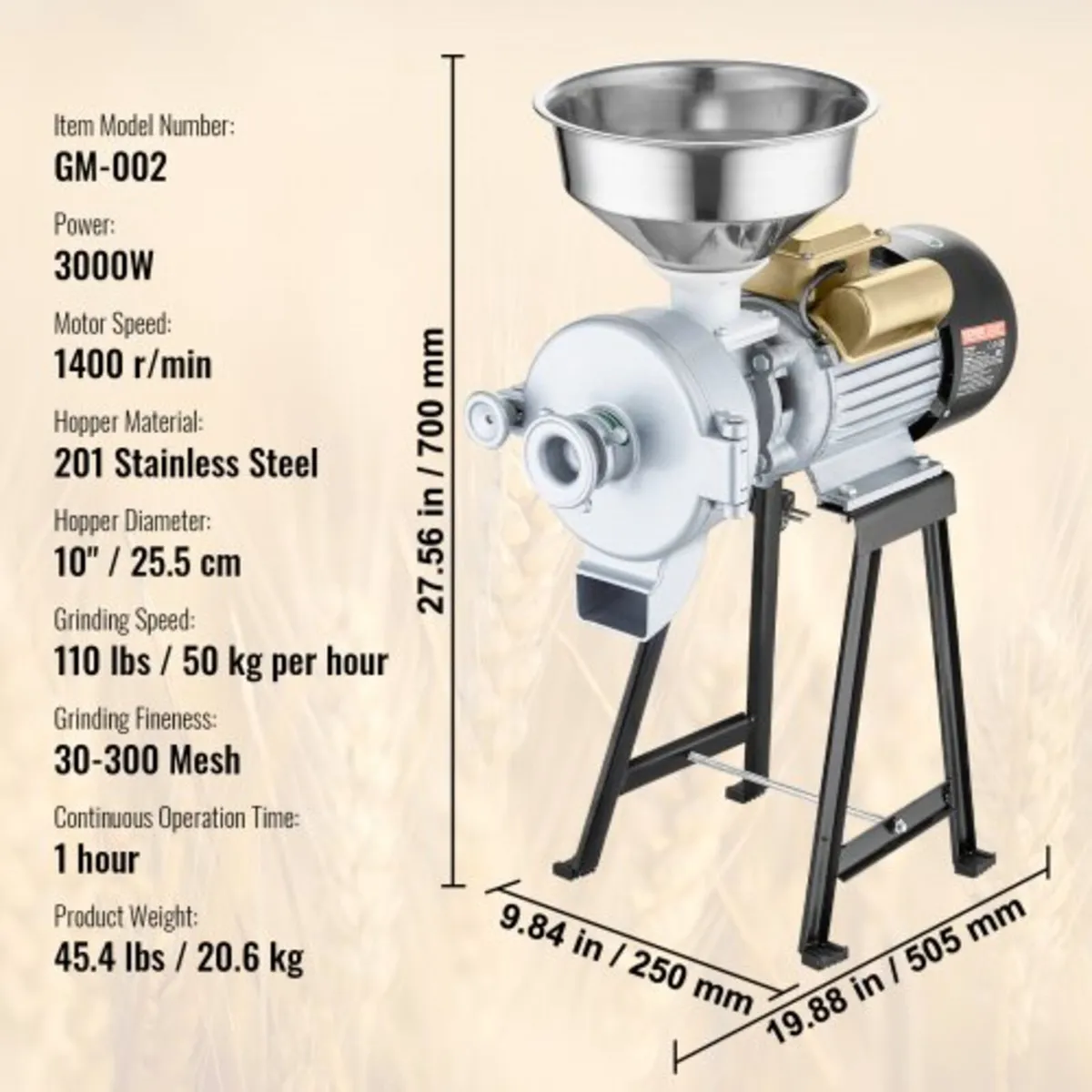Electric Grain Mill Grinder, 3000W Spice Grinders, - Image 3