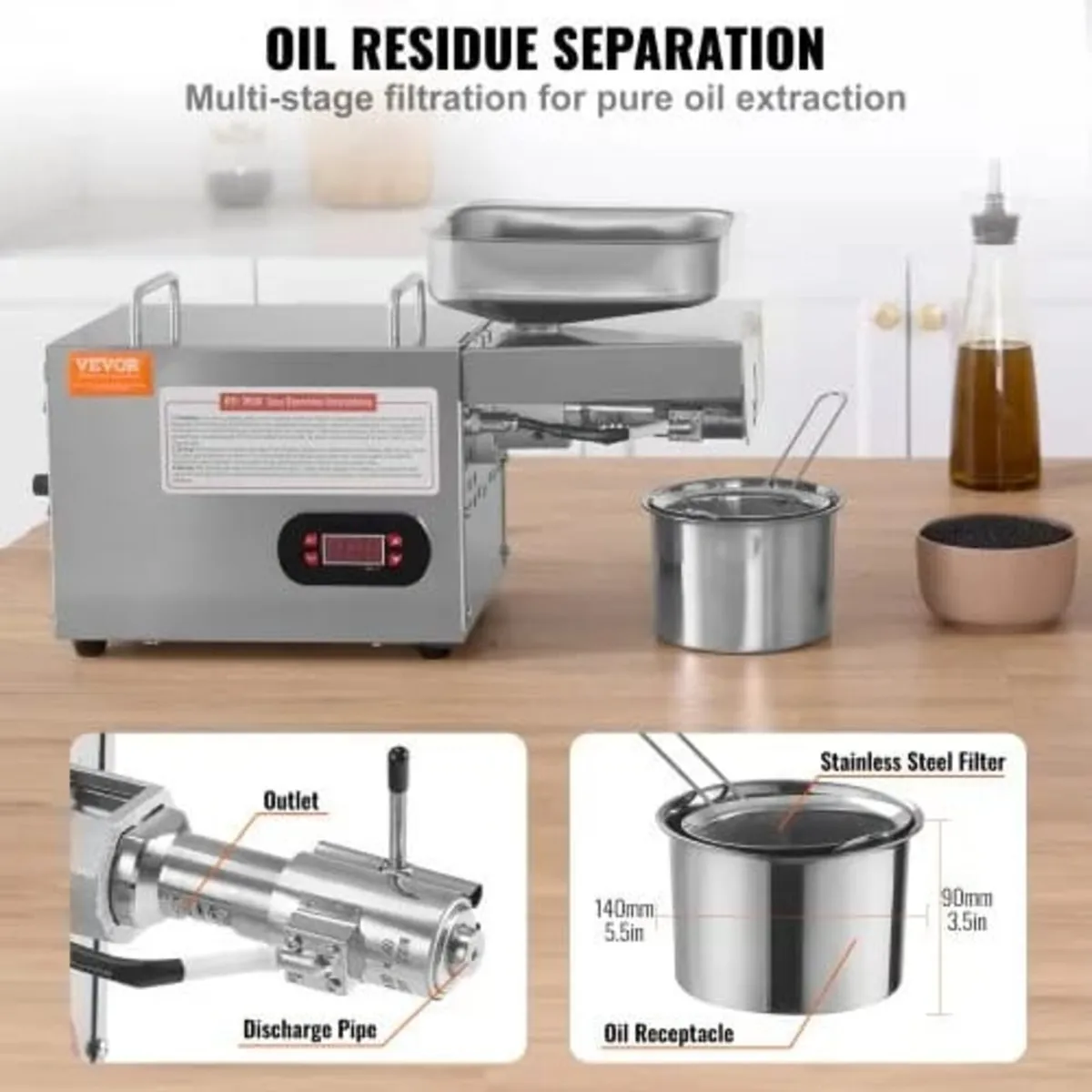 Electric Oil Press Machine, 850W Stainless Steel O - Image 3
