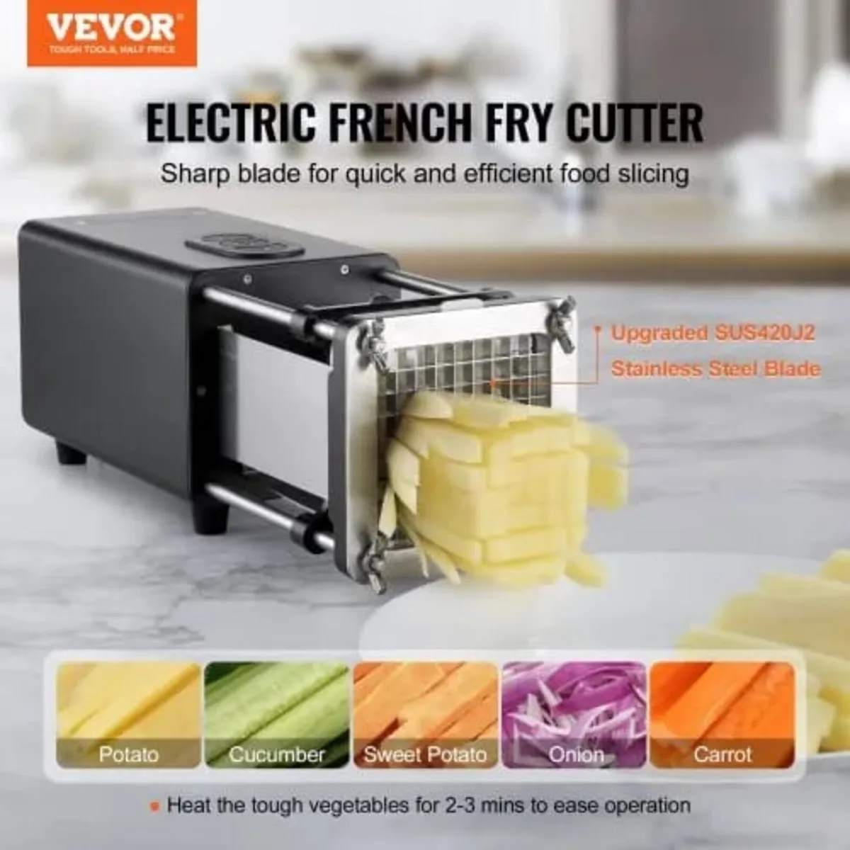 Electric French Fry Cutter, Potato Slicer with 1/2 - Image 3