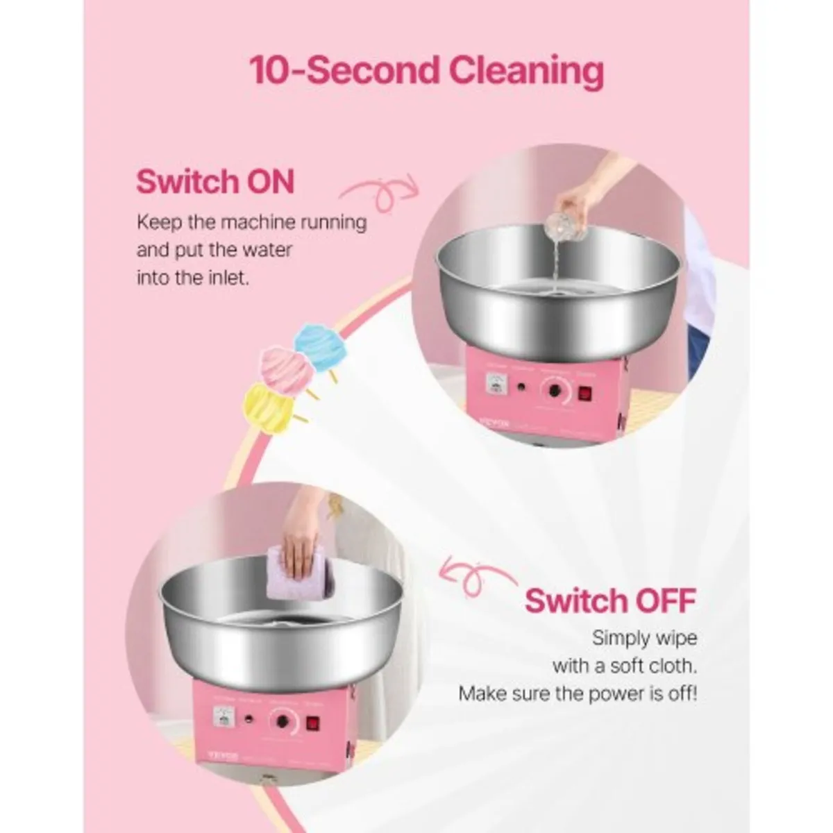 Electric Cotton Candy Machine, 1000W Commercial Ca - Image 3