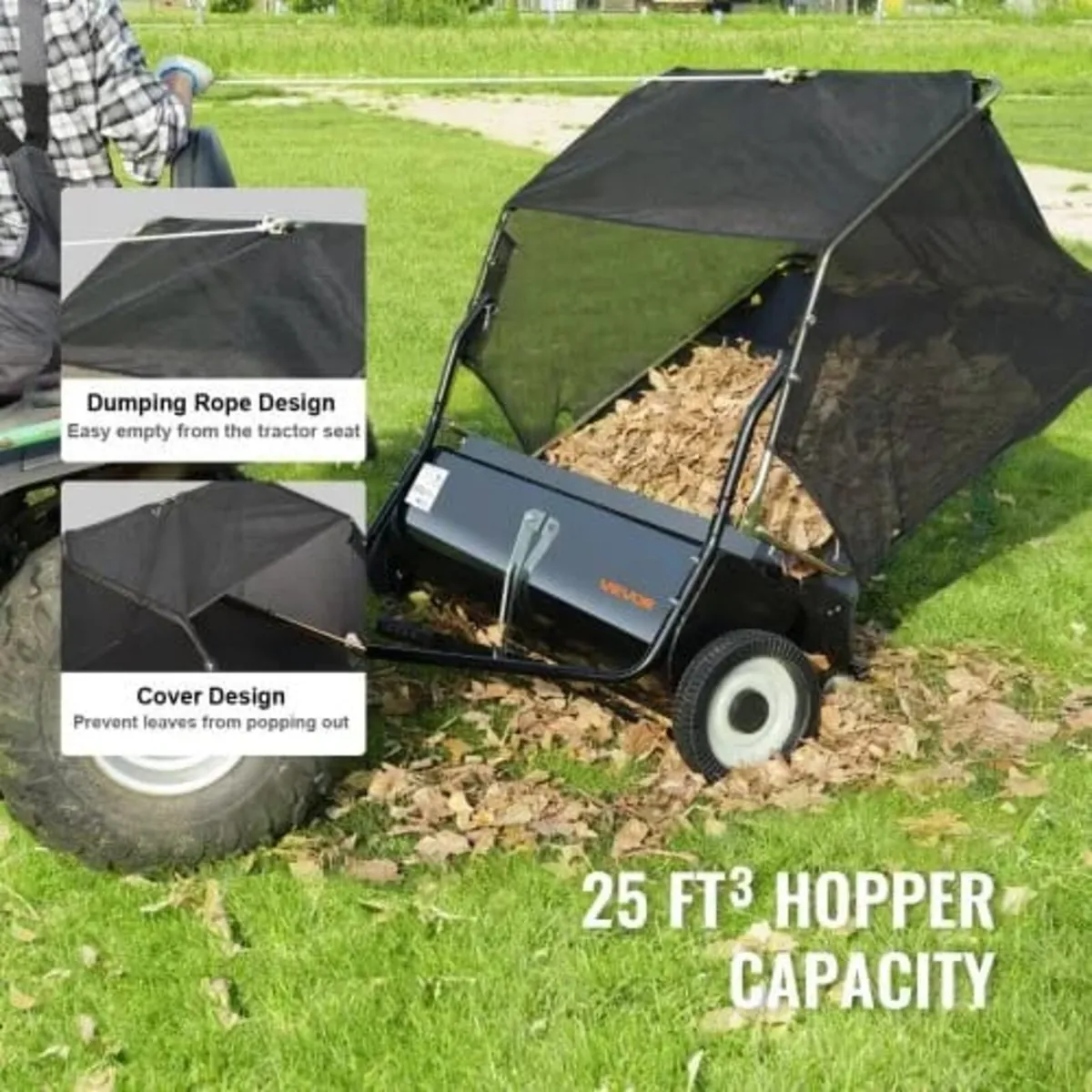Tow Behind Lawn Sweeper, 111.7 cm Pull Behind Lawn - Image 3